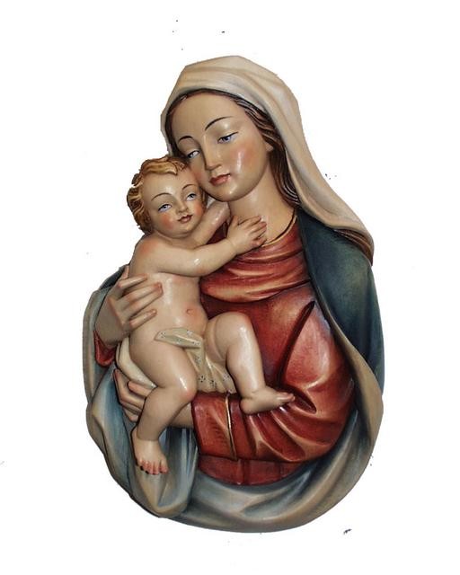 Our Lady and Child - Woodcarved Bust Relief