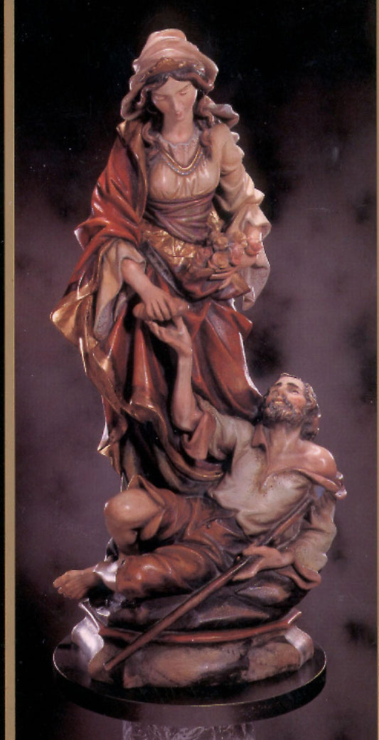 St. Elizabeth with Beggar - Woodcarved