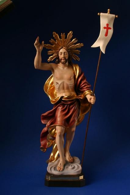 Risen Christ with Flag - Woodcarved