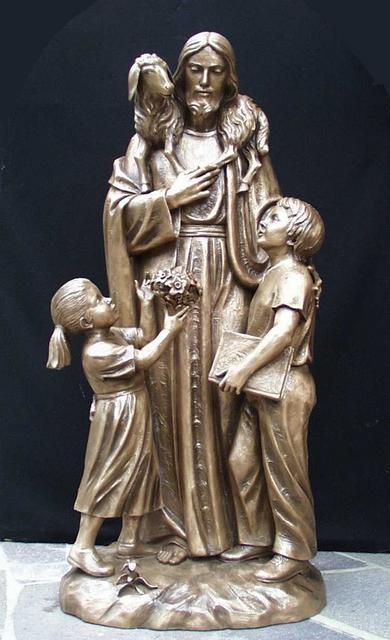 Good Shepherd with Children - Cast Bronze