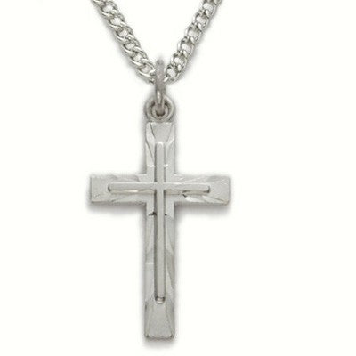 Ladies Cross Necklace Sterling Silver w/18" Chain - Boxed