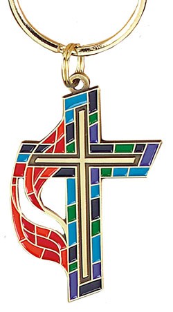 United Methodist Stained Glass Key Ring