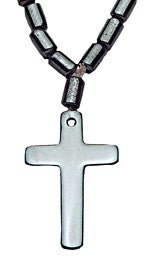 Beaded Hematite Cross Necklace