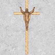 10" Metal Crucifix w/Oak Risen Jesus