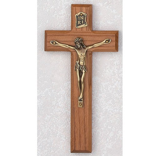 7" Oak Crucifix w/Gold Corpus