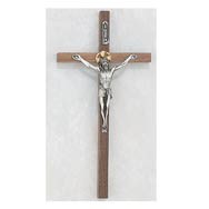 10" Walnut Crucifix w/Gold Halo