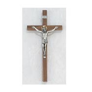 8" Walnut Crucifix w/Silver Corpus & Gold Halo