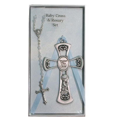 Praying Boy Cross and Rosary Set