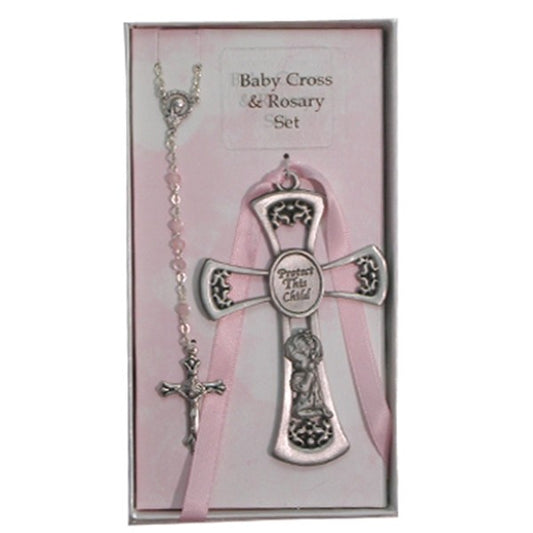 Praying Girl Cross and Rosary Set