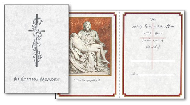 Pieta Mass Card-catholic mass cards-mass cards for the deceased-funeral ...