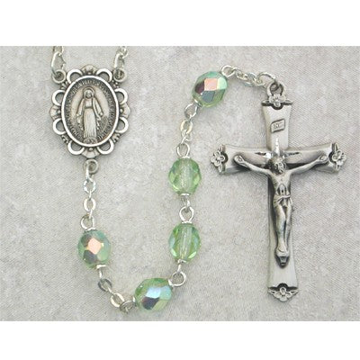 6mm Sterling Silver Peridot/August Rosary