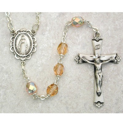 6mm Sterling Silver Rose/October Rosary