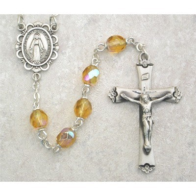 6mm Sterling Silver Topaz/November Rosary