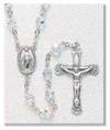 6mm Swarovski Crystal Sterling Silver Rosary - Boxed