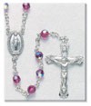 6mm Swarovski Fuchsia Sterling Silver Rosary - Boxed