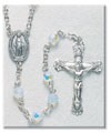 6mm Swarovski Opal Sterling Silver Rosary - Boxed