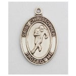 St. Christopher Sterling Silver Football Medal w/24" Chain - Boxed