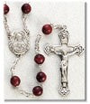 7mm Maroon Cocoa Bead Sterling Silver Rosary - Boxed