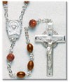 Brown Oval Cocoa Bead Sterling Silver Rosary - Boxed