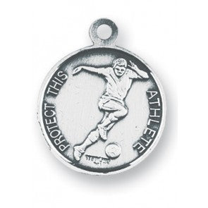 St. Christopher Sterling Silver Soccer Medal - 24" Chain - Boxed