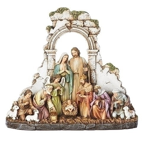 Kneeling Nativity w/Stone Wall