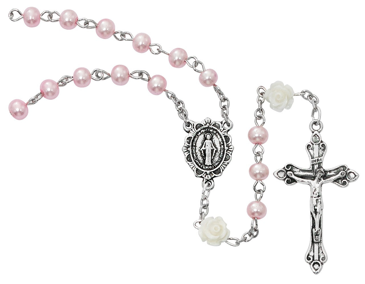 Rosary-Pink w/White Flower