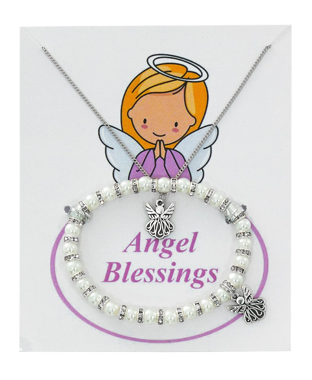 Pearl Bracelet & Angel Pendant