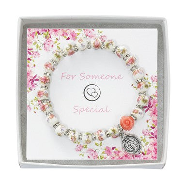 Ceramic & Flower Stretch Bracelet