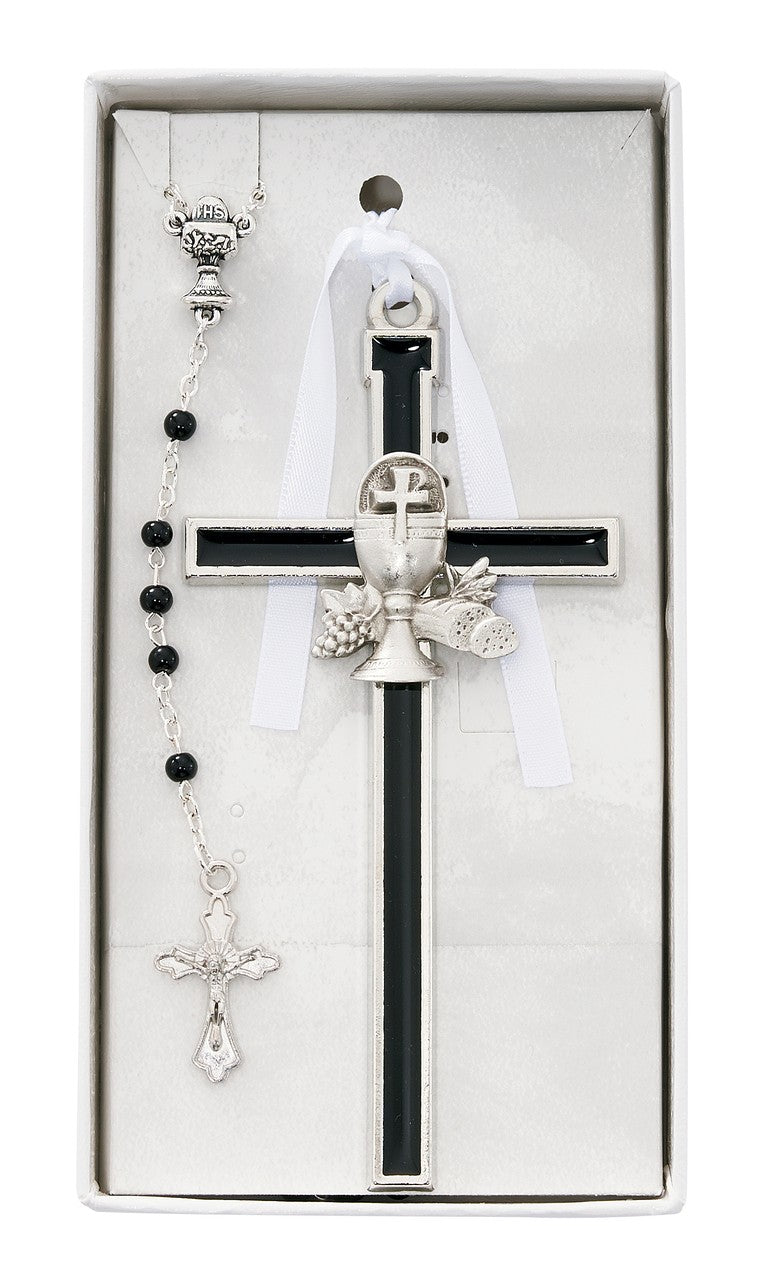 Chalice Cross with Black Communion Rosary