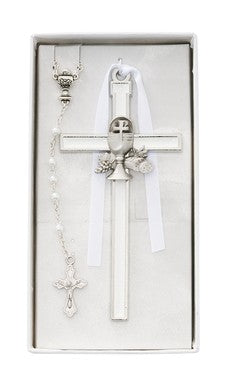 Chalice Cross with White Pearl Communion Rosary