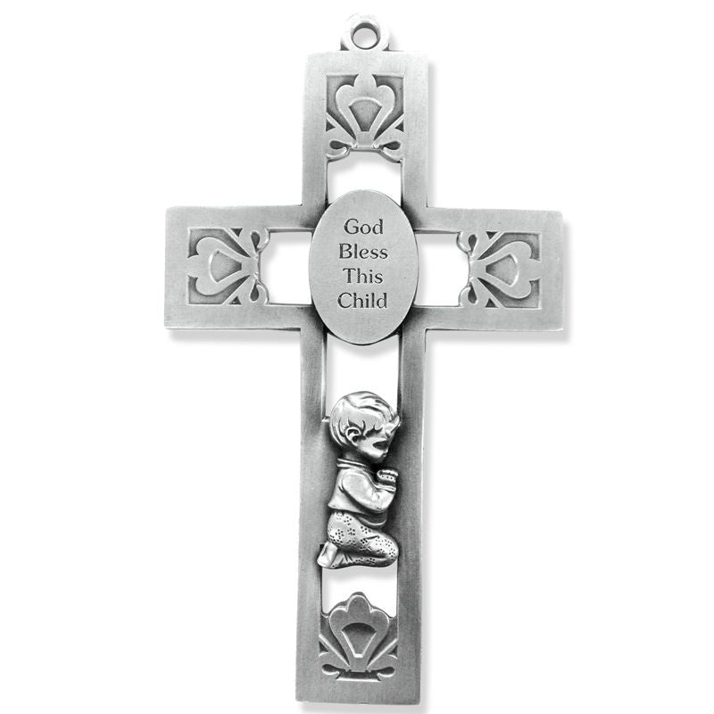 Pewter Praying Boy Wall Cross