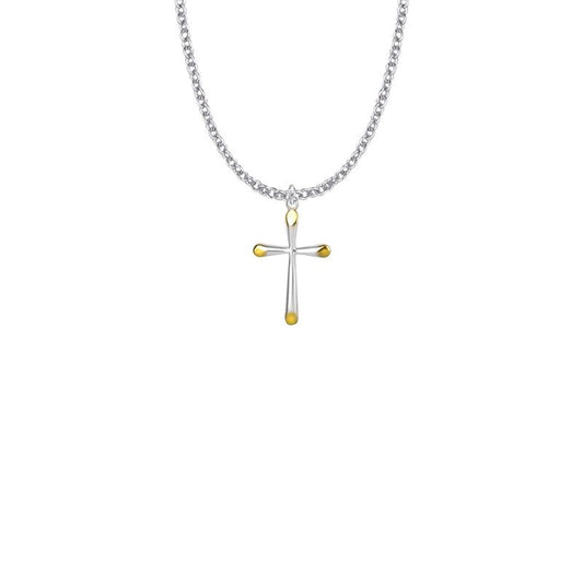 Two-Tone Tubular Cross Necklace