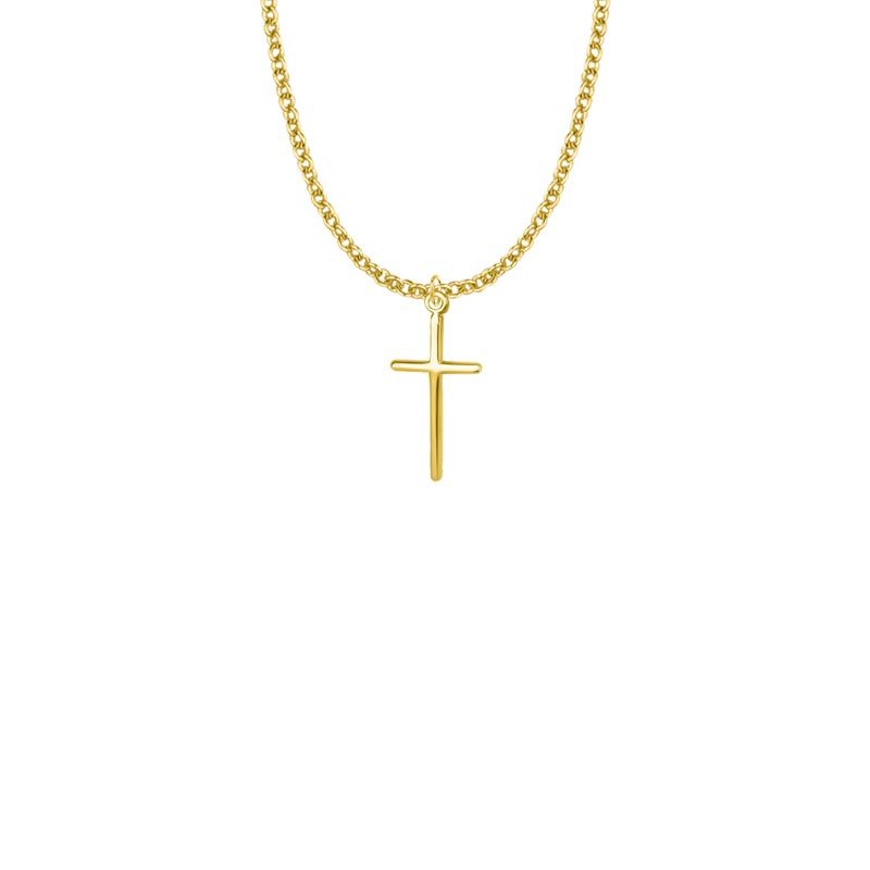 Gold Plated Stick Cross Necklace