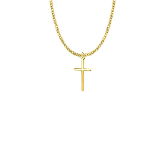 Gold Plated Stick Cross Necklace