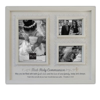 1st Communion Collage Frame w/Lace, Cross