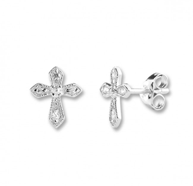 Cubic Zirconia Cross Earrings