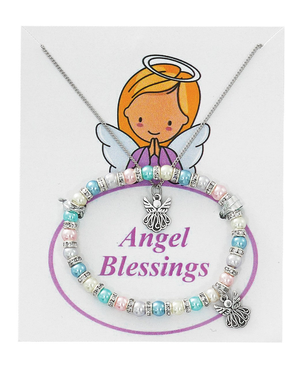 Multi Pearl Bracelet & Angel Pendant