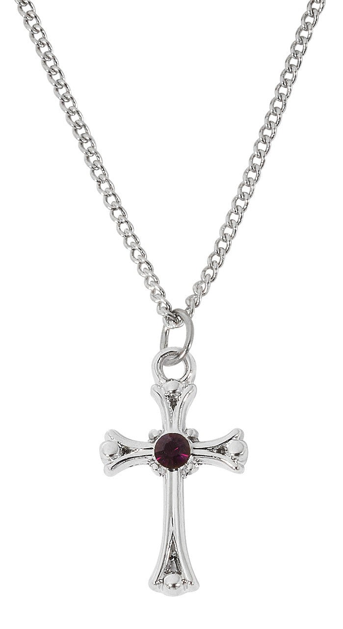 Garnet Stone Cross w/Chain