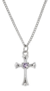 Light Amethyst Cross w/Chain