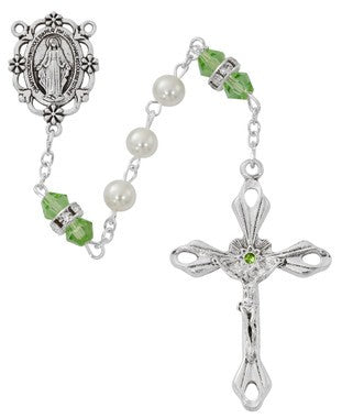 Pearl Peridot Rosary