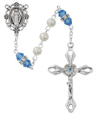 Pearl, Light Blue Rosary