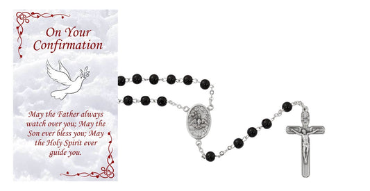 Black Glass Confirmation Rosary