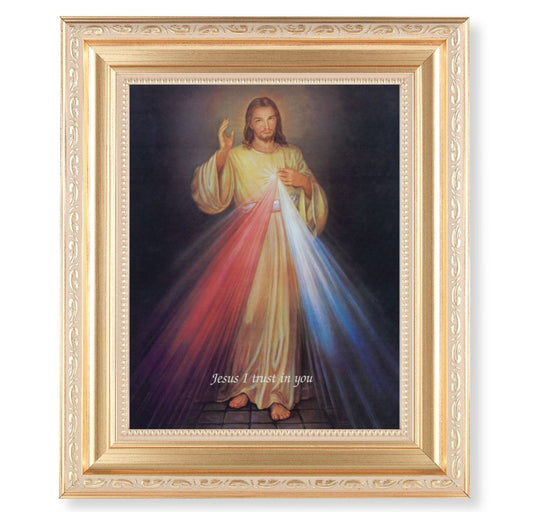 Divine Mercy Italian Print with Satin Gold Frame