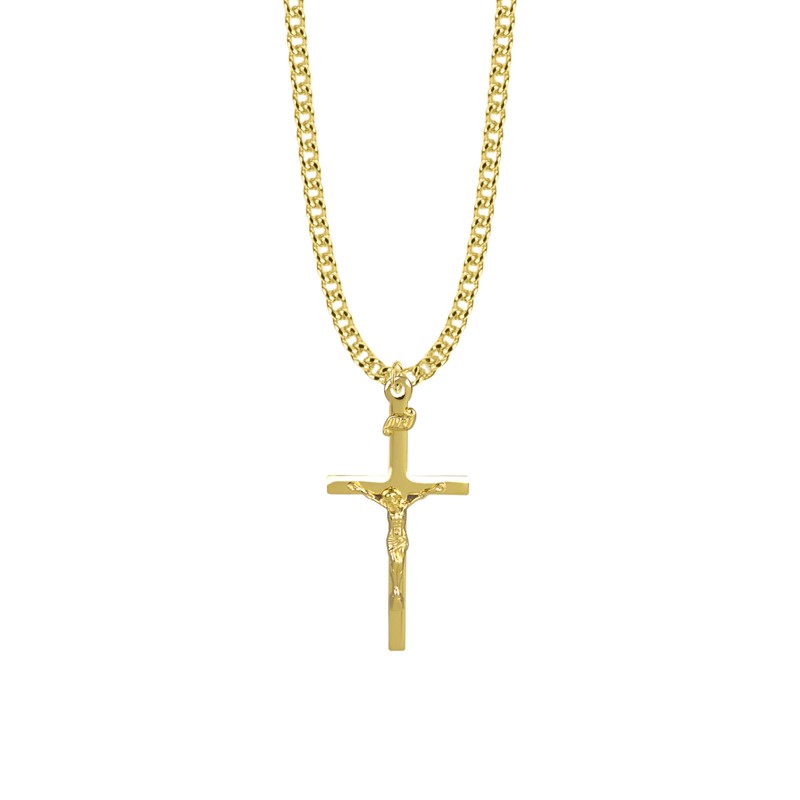 Mens Crucifix 18K Gold Plated over Sterling Silver w/24" Chain - Boxed