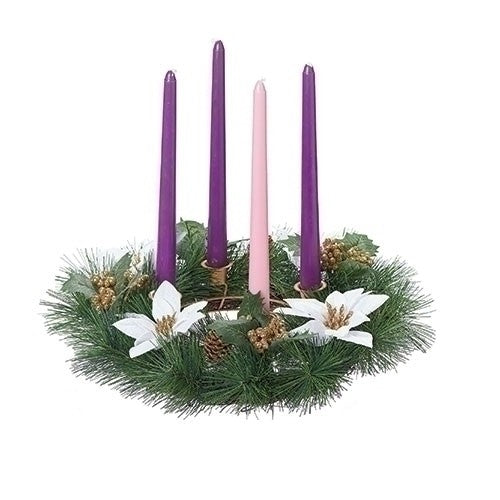 White Poinsettia Advent Wreath