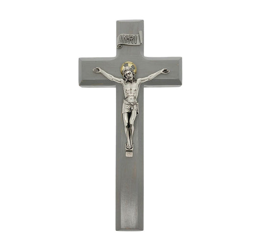 9" Grey Cross with Antique Silver & Gold Finish Italian Corpus