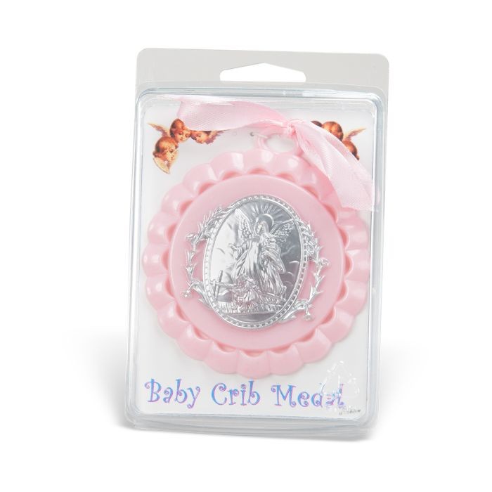 Pink Guardian Angel Crib Medal