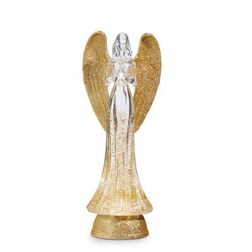 Lighted Angel with Gold Swirling Glitter