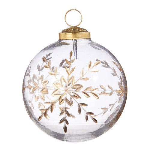 Gold Etched Snowflake Ball Ornament