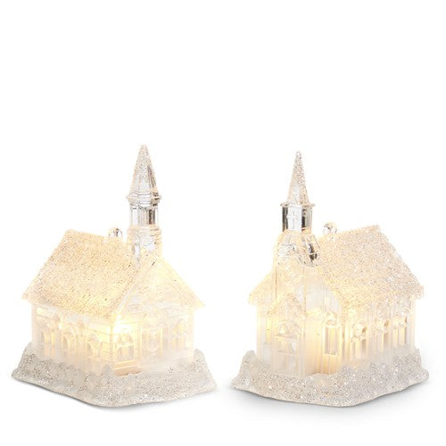 Iced Lighted Church Ornament